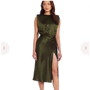 Amanda Uprichard Kent Army Green Silk Dress Large